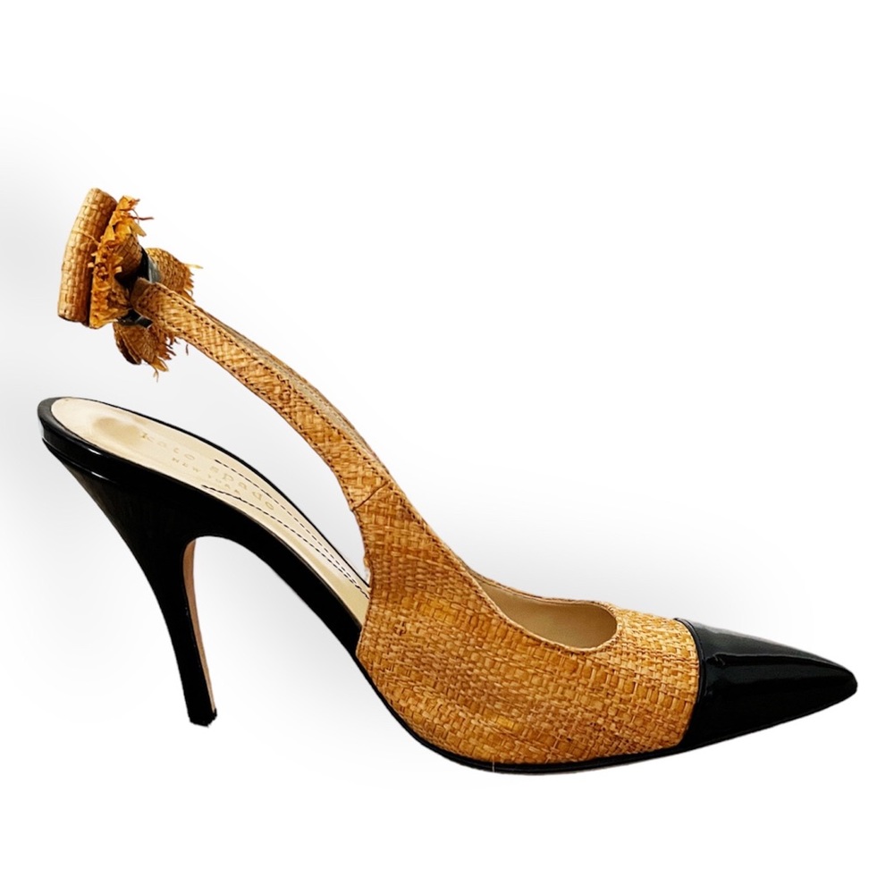 Kate Spade Raffia Pointed Toe Slingback Heels